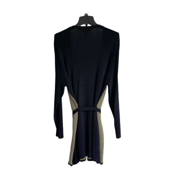 DUE per Due Black Long Sleeves Belted Cardigan Kimono Top Sweater Cadigan 1XP - Picture 2 of 5